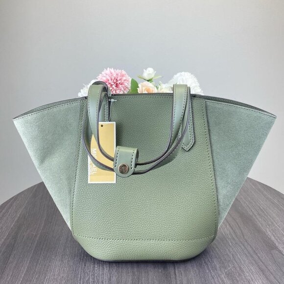 Michael Kors 35F1GPAT1S Portia Small Leather Tote in Army Green - Picture 2 of 9